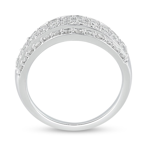 1.95 CT. T.W. Diamond Edge Multi-Row Ring in 14K White Gold