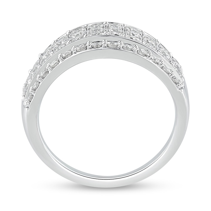 Main Image 3 of 1.95 CT. T.W. Diamond Edge Multi-Row Ring in 14K White Gold