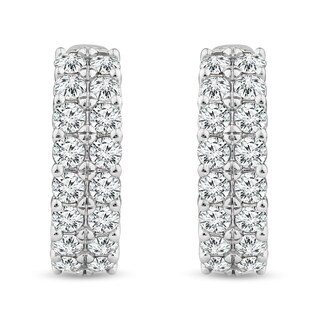 5.95 CT. T.W. Diamond Double Row Huggie Hoop Earrings in 14K White Gold