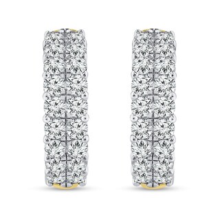 6.95 CT. T.W. Diamond Double Row Inside-Out Huggie Hoop Earrings in 14K Gold