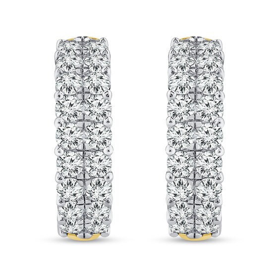 6.95 CT. T.W. Diamond Double Row Inside-Out Huggie Hoop Earrings in 14K Gold
