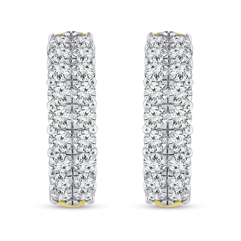 6.95 CT. T.W. Diamond Double Row Inside-Out Huggie Hoop Earrings in 14K Gold