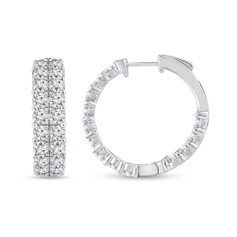 6.95 CT. T.W. Diamond Double Row Inside-Out Huggie Hoop Earrings in 14K White Gold
