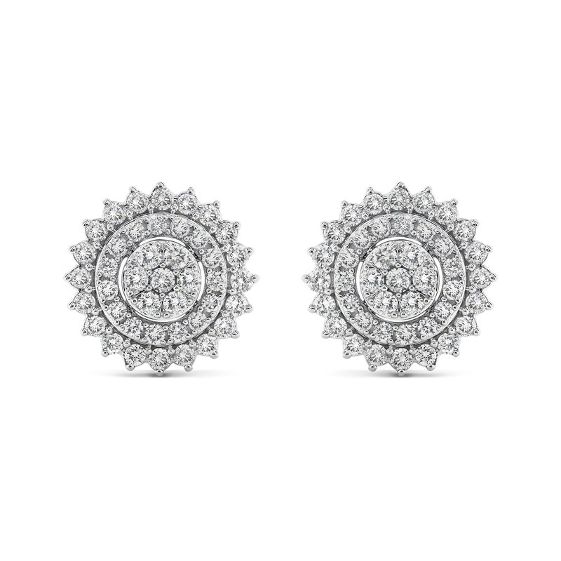 1.45 CT. T.W. Multi-Diamond Shadow Frame Stud Earrings in 14K White Gold