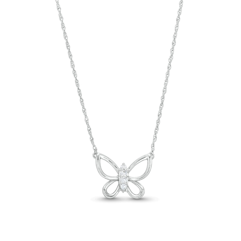 0.05 CT. T.W. Diamond Butterfly Necklace in Sterling Silver