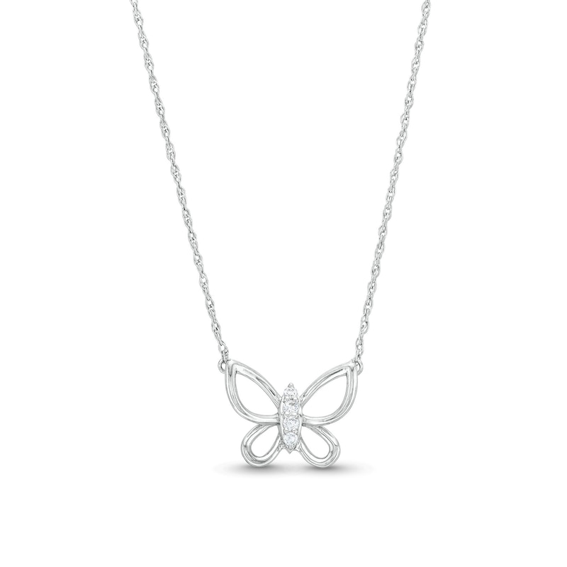 0.05 CT. T.W. Diamond Butterfly Necklace in Sterling Silver|Peoples Jewellers