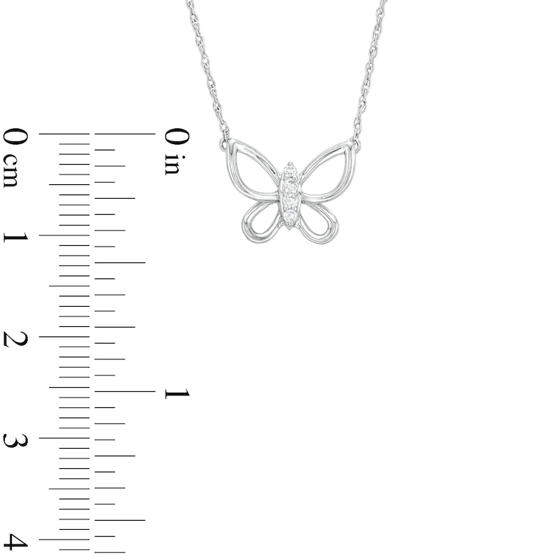 0.05 CT. T.W. Diamond Butterfly Necklace in Sterling Silver