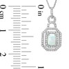 Thumbnail Image 3 of Emerald-Cut Lab-Created Opal and White Lab-Created Sapphire Doorknocker Pendant and Earrings Set in Sterling Silver
