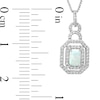 Emerald-Cut Lab-Created Opal and White Lab-Created Sapphire Doorknocker Pendant and Earrings Set in Sterling Silver