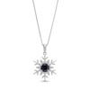 Black Sapphire and White Lab-Created Sapphire Snowflake Pendant in Sterling Silver