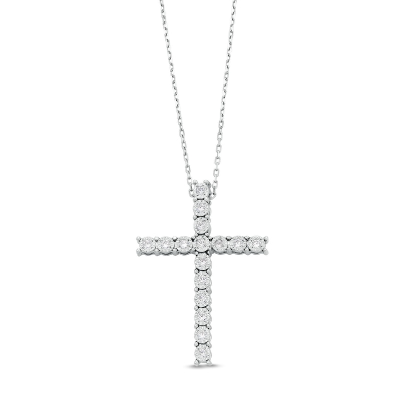 0.15 CT. T.W. Diamond Cross Pendant in Sterling Silver|Peoples Jewellers