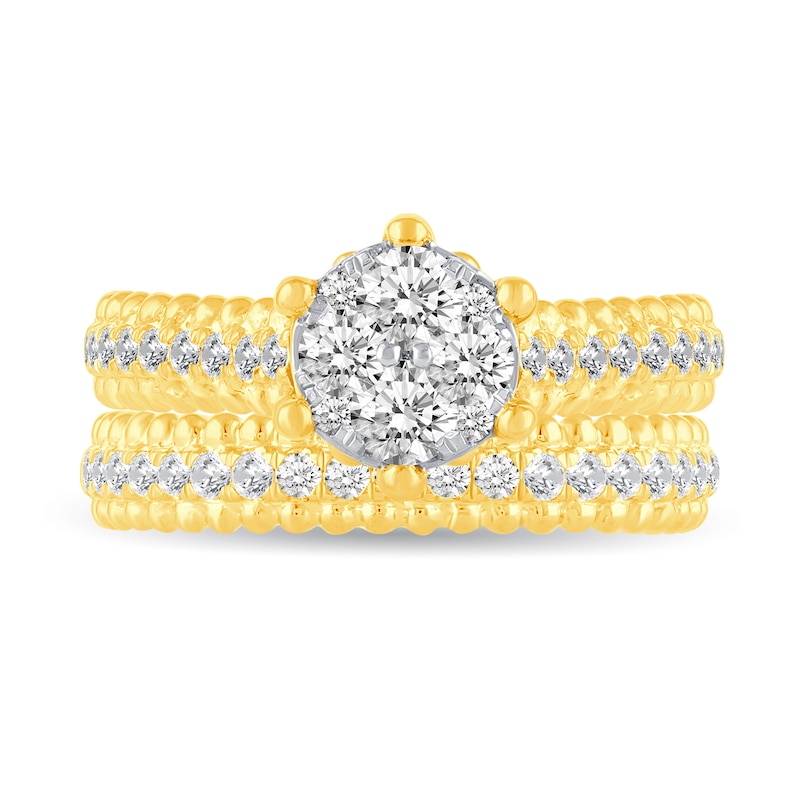 Main Image 4 of 0.53 CT. T.W. Multi-Diamond Beaded Bridal Set in 14K Gold