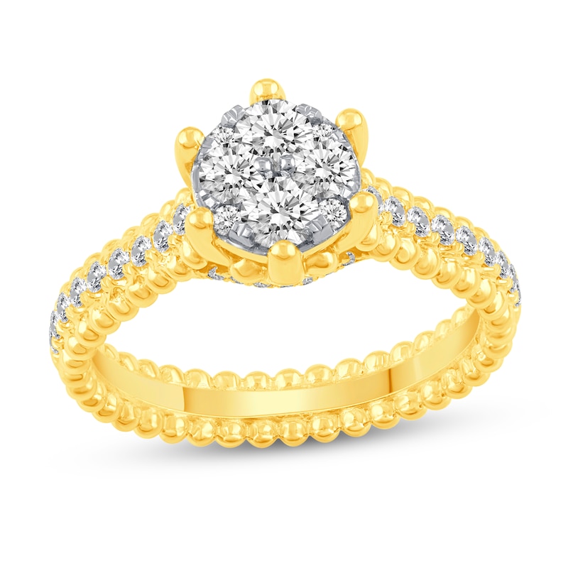 Main Image 5 of 0.53 CT. T.W. Multi-Diamond Beaded Bridal Set in 14K Gold
