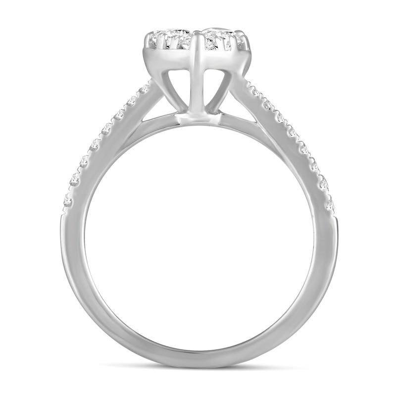 Main Image 2 of 0.69 CT. T.W. Heart Multi-Diamond Engagement Ring in 14K White Gold