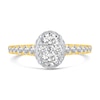0.95 CT. T.W. Oval Multi-Diamond Hidden Frame Engagement Ring in 14K Gold