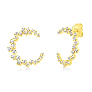 0.45 CT. T.W. Diamond Checkered "C" Stud Earrings in 14K Gold