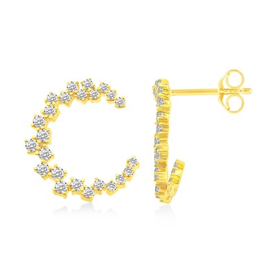 0.45 CT. T.W. Diamond Checkered "C" Stud Earrings in 14K Gold