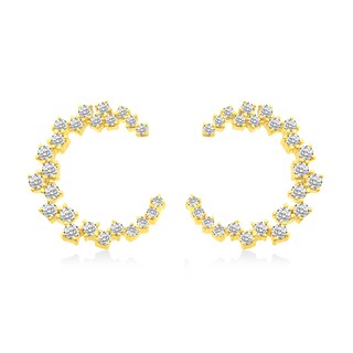 0.45 CT. T.W. Diamond Checkered "C" Stud Earrings in 14K Gold