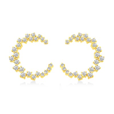 0.45 CT. T.W. Diamond Checkered "C" Stud Earrings in 14K Gold