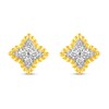 0.23 CT. T.W. Diamond Bead Edge Flower Stud Earrings in 14K Gold