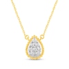 Thumbnail Image 1 of 0.23 CT. T.W. Pear Multi-Diamond Teardrop Bead Edge Necklace in 14K Gold