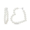 Thumbnail Image 1 of 4.5-5.0mm Freshwater Cultured Pearl 36.0mm Heart-Shaped Hoop Earrings in Sterling Silver