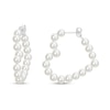 Thumbnail Image 0 of 4.0-4.5mm Cultured Freshwater Pearl 30.0mm Heart-Shaped Hoop Earrings in Sterling Silver
