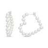 Thumbnail Image 1 of 4.0-4.5mm Freshwater Cultured Pearl 30.0mm Heart-Shaped Hoop Earrings in Sterling Silver