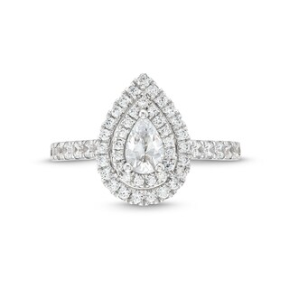 Vera Wang Love Collection Canadian Certified Pear-Shaped Centre Diamond CT. T.W. Engagement Ring in 14K White Gold