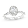 Thumbnail Image 1 of Vera Wang Love Collection Canadian Certified Oval Centre Diamond 0.95 CT. T.W. Frame Engagement Ring in 14K White Gold