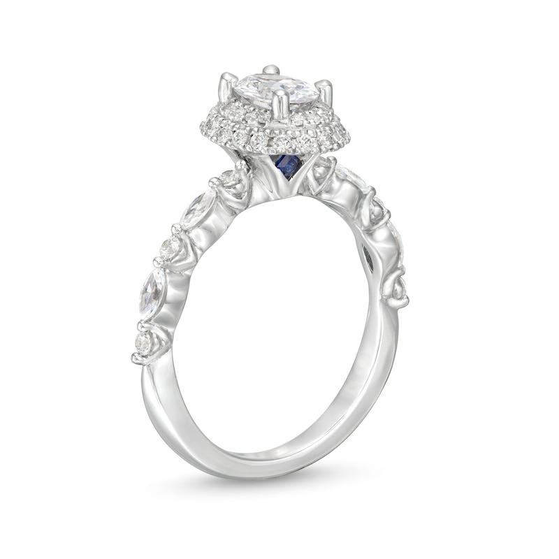 Vera Wang Love Collection Canadian Certified Oval Centre Diamond 0.95 CT. T.W. Frame Engagement Ring in 14K White Gold