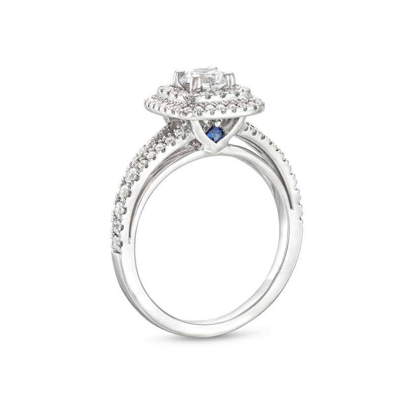 Vera Wang Love Collection Canadian Certified Centre Diamond 0.95 CT. T.W. Double Frame Engagement Ring in 14K White Gold|Peoples Jewellers