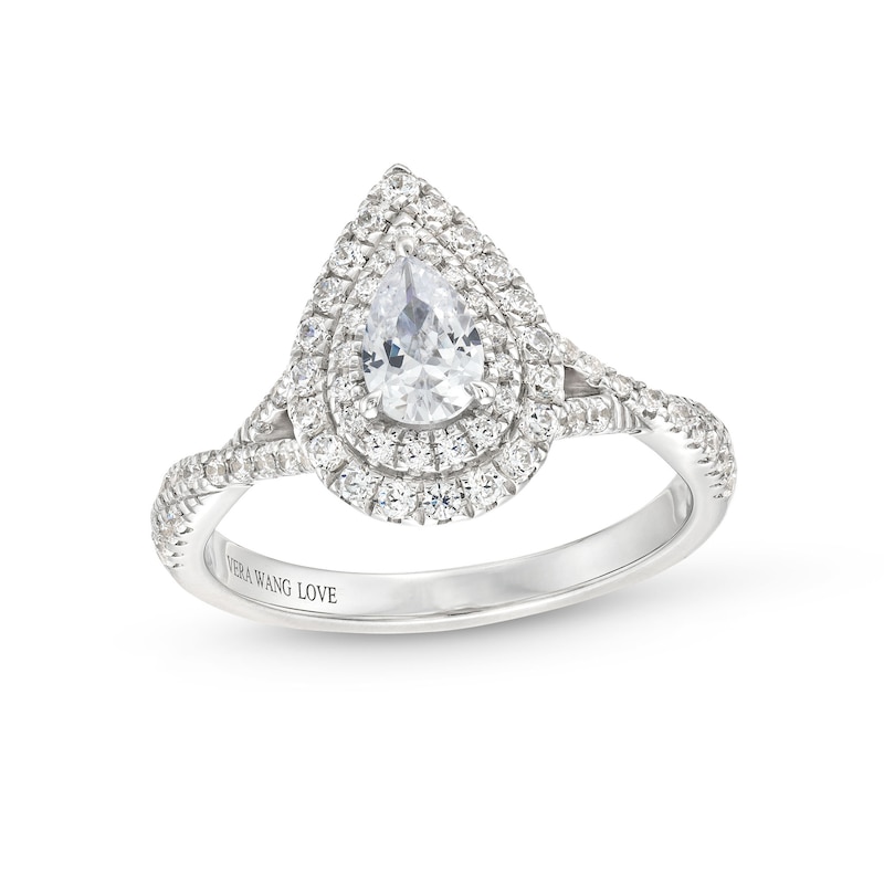 Main Image 1 of Vera Wang Love Collection Canadian Certified Pear-Shaped Centre Diamond 0.80 CT. T.W. Engagement Ring in 14K White Gold
