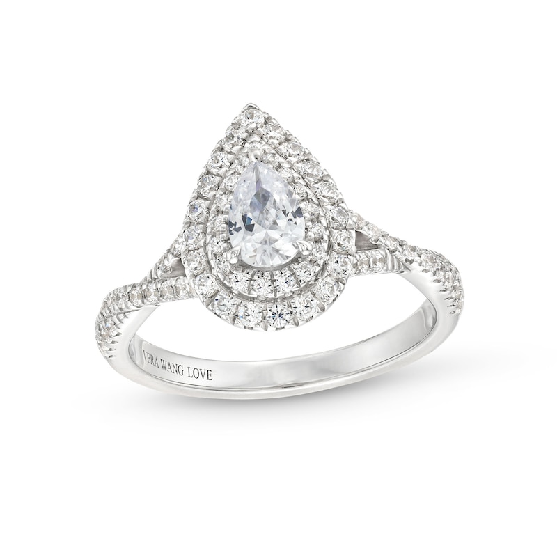 Vera Wang Love Collection Canadian Certified Pear-Shaped Centre Diamond 0.80 CT. T.W. Engagement Ring in 14K White Gold|Peoples Jewellers