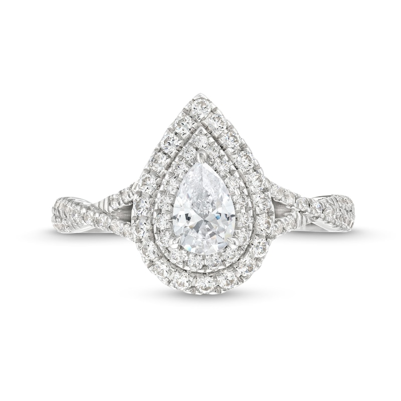 Main Image 4 of Vera Wang Love Collection Canadian Certified Pear-Shaped Centre Diamond 0.80 CT. T.W. Engagement Ring in 14K White Gold