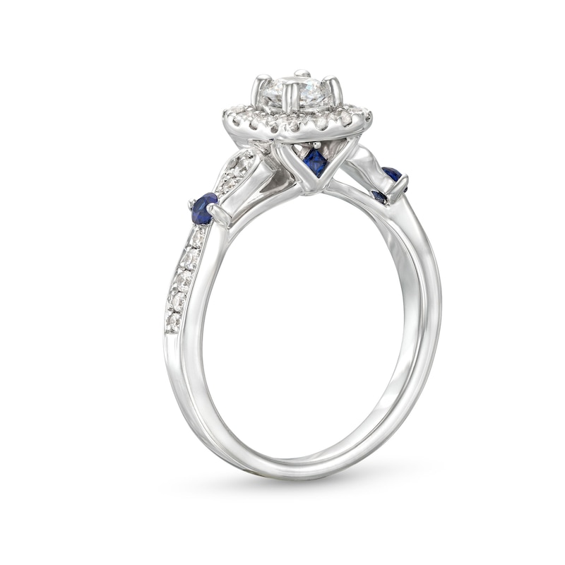 Main Image 3 of Vera Wang Love Collection Canadian Certified Centre Diamond 0.69 CT. T.W. and Sapphire Engagement Ring in 14K White Gold