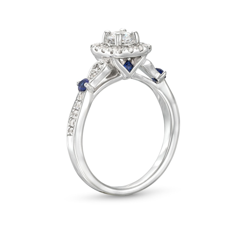 Vera Wang Love Collection Canadian Certified Centre Diamond 0.69 CT. T.W. and Sapphire Engagement Ring in 14K White Gold|Peoples Jewellers