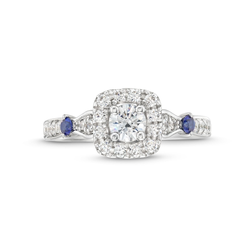 Main Image 4 of Vera Wang Love Collection Canadian Certified Centre Diamond 0.69 CT. T.W. and Sapphire Engagement Ring in 14K White Gold