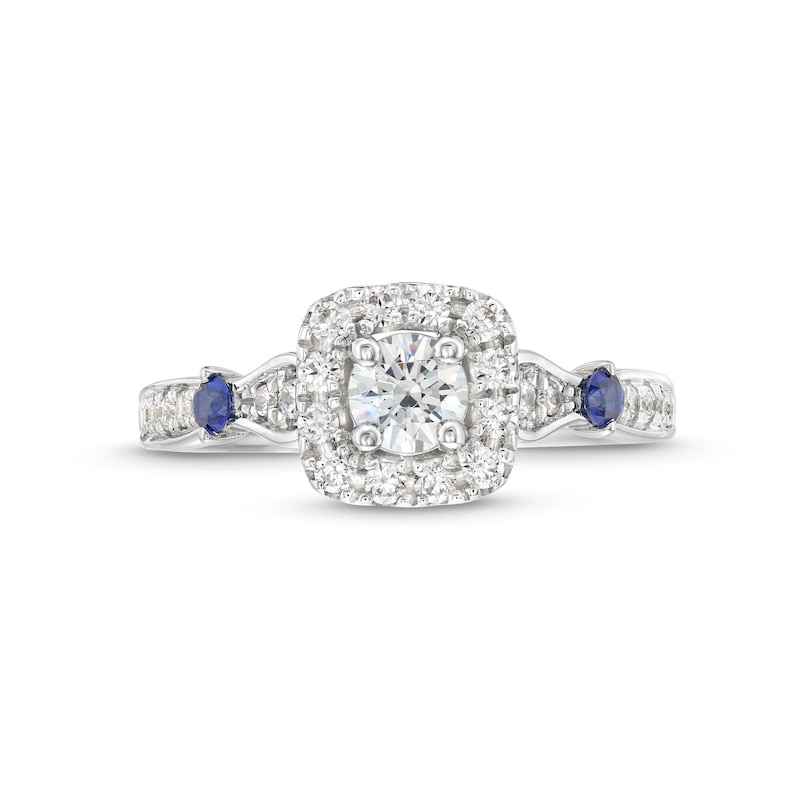 Vera Wang Love Collection Canadian Certified Centre Diamond 0.69 CT. T.W. and Sapphire Engagement Ring in 14K White Gold|Peoples Jewellers