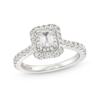 Vera Wang Love Collection Canadian Certified Emerald-Cut Centre Diamond 0.95 CT. T.W. Engagement Ring in 14K White Gold