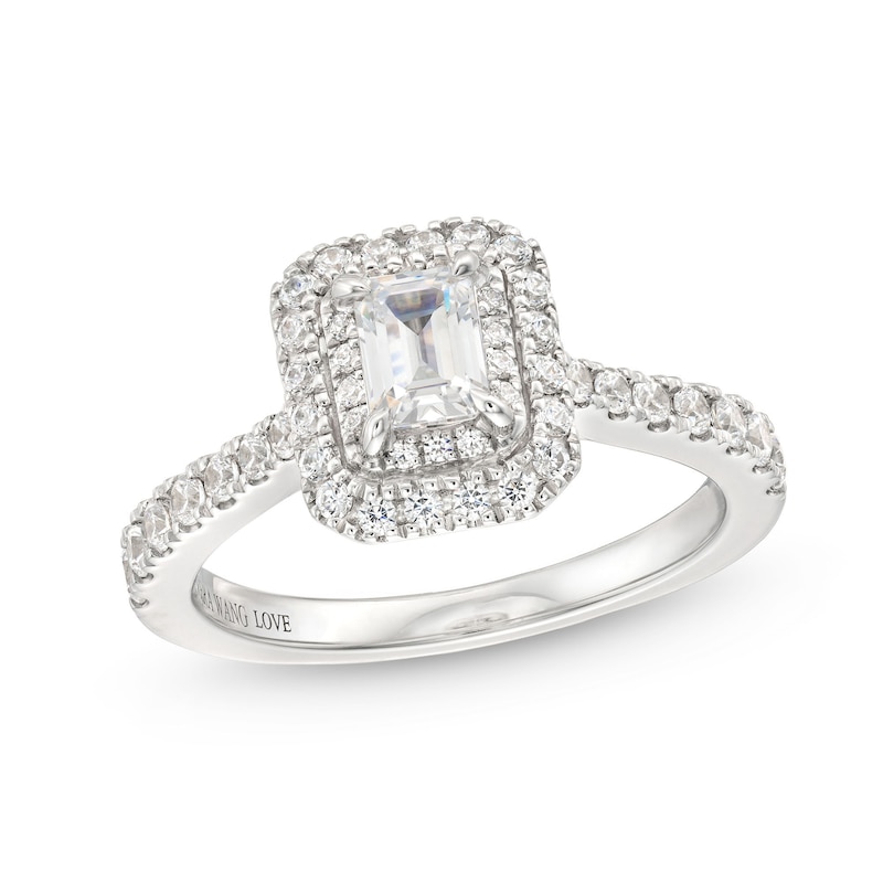 Vera Wang Love Collection Canadian Certified Emerald-Cut Centre Diamond 0.95 CT. T.W. Engagement Ring in 14K White Gold|Peoples Jewellers