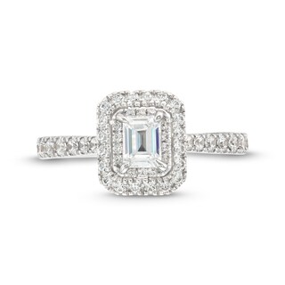 Vera Wang Love Collection Canadian Certified Emerald-Cut Centre Diamond 0.95 CT. T.W. Engagement Ring in 14K White Gold