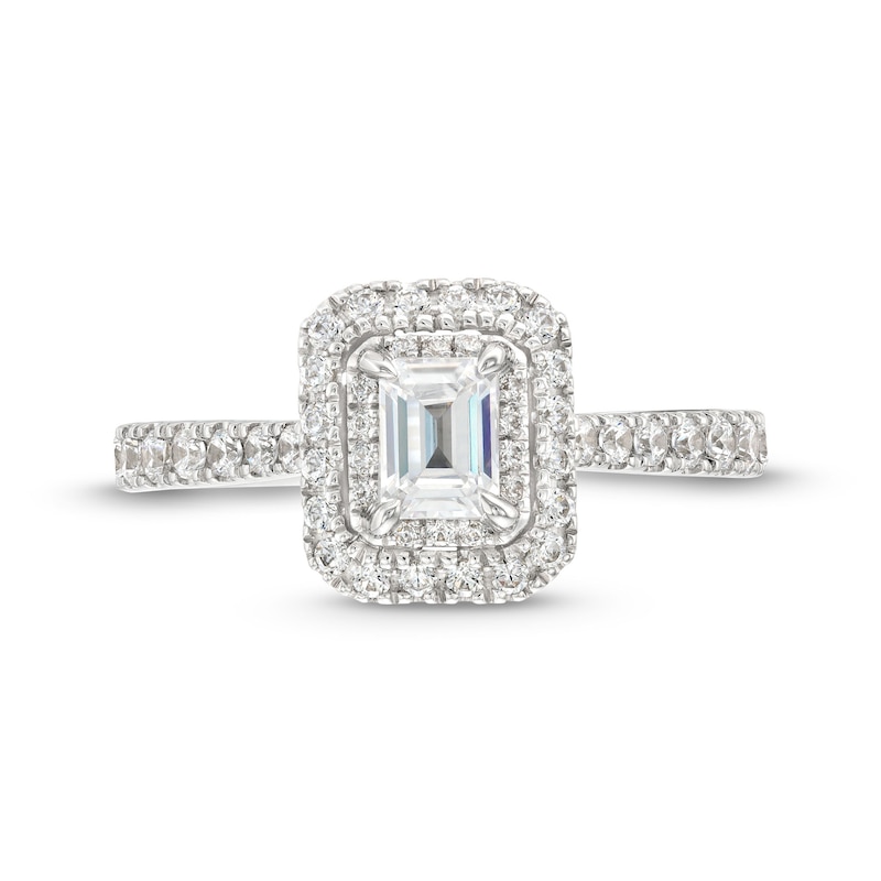 Vera Wang Love Collection Canadian Certified Emerald-Cut Centre Diamond 0.95 CT. T.W. Engagement Ring in 14K White Gold