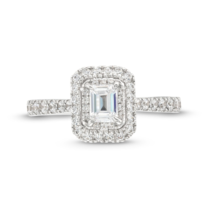 Vera Wang Love Collection Canadian Certified Emerald-Cut Centre Diamond 0.95 CT. T.W. Engagement Ring in 14K White Gold|Peoples Jewellers