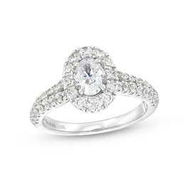 Vera Wang Love Collection Canadian Certified Oval Centre Diamond 1.23 CT. T.W. Frame Engagement Ring in 14K White Gold