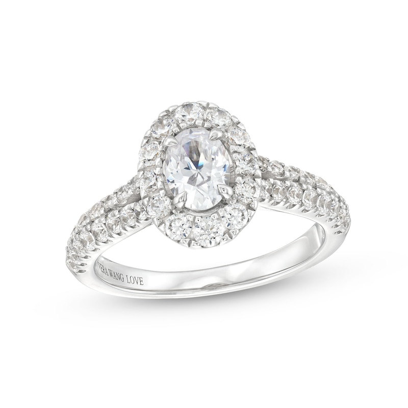 Vera Wang Love Collection Canadian Certified Oval Centre Diamond 1.23 CT. T.W. Frame Engagement Ring in 14K White Gold|Peoples Jewellers