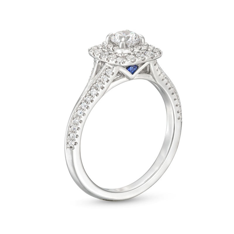 Vera Wang Love Collection Canadian Certified Centre Diamond 0.69 CT. T.W. Split Shank Engagement Ring in 14K White Gold