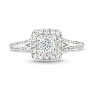 Vera Wang Love Collection Canadian Certified Centre Diamond 0.69 CT. T.W. Split Shank Engagement Ring in 14K White Gold