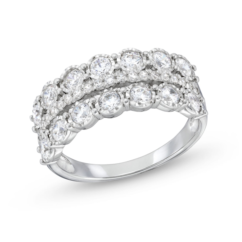 Main Image 1 of 1.00 CT. T.W. Diamond Miracle Double Row Band in 10K White Gold