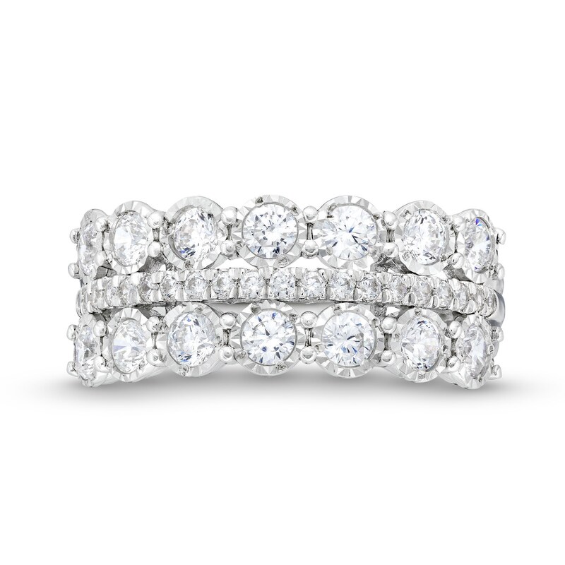 Main Image 3 of 1.00 CT. T.W. Diamond Miracle Double Row Band in 10K White Gold